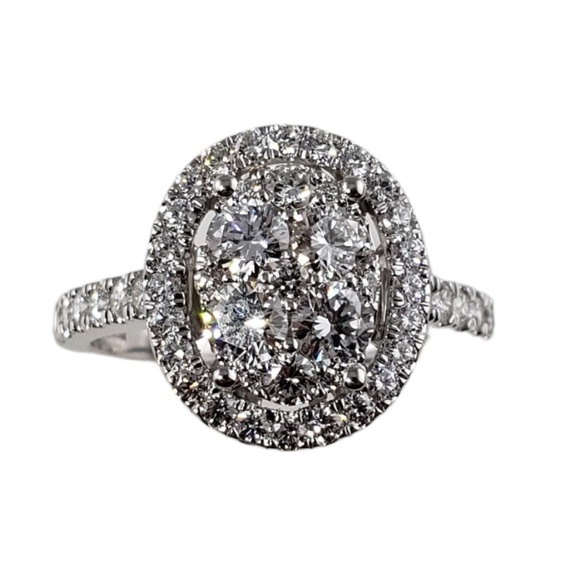 Vintage 14 Karat White Gold Diamond Cluster Ring Size 7-7.25 #16970 - Picture 1 of 9